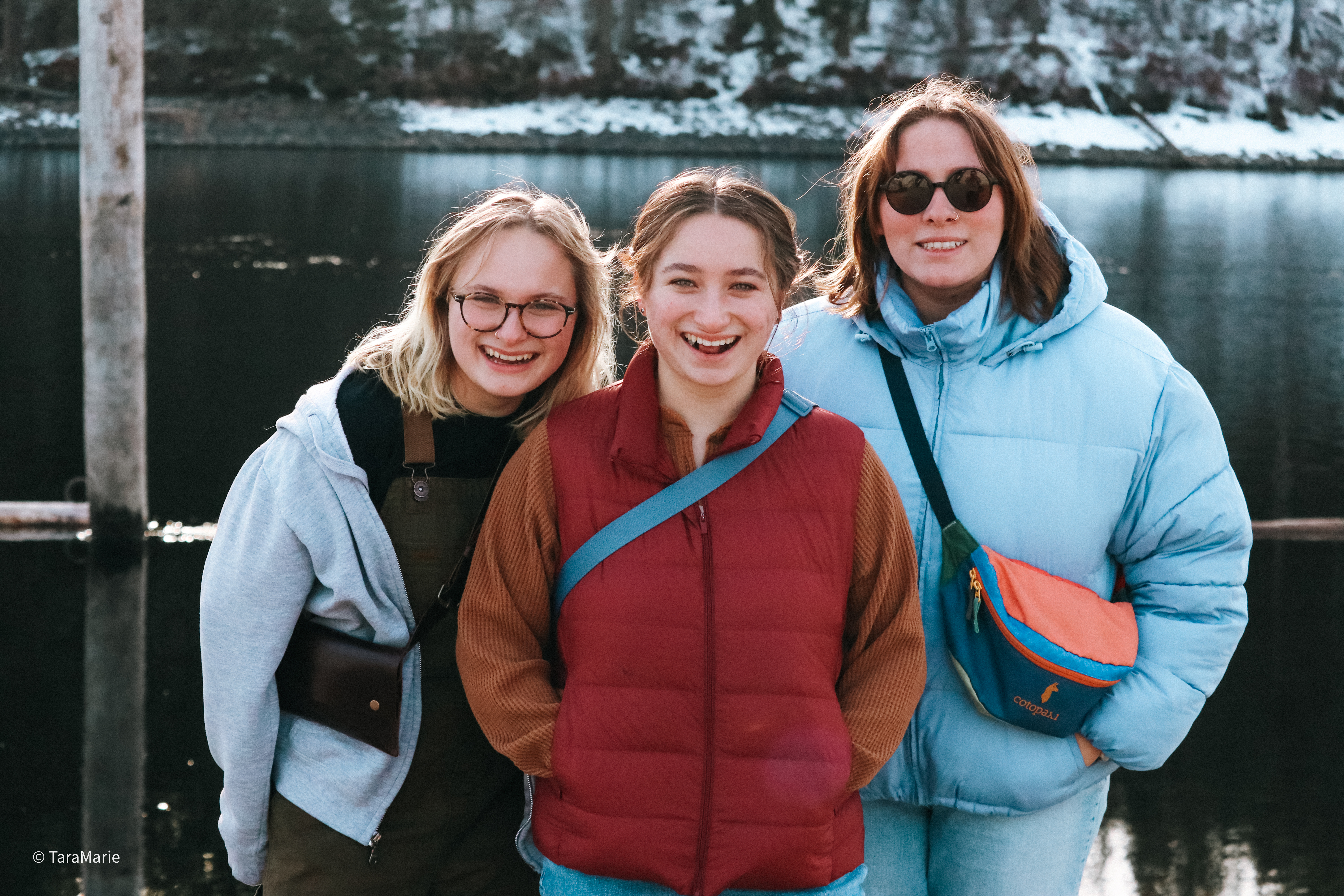 girls photo with lake in background